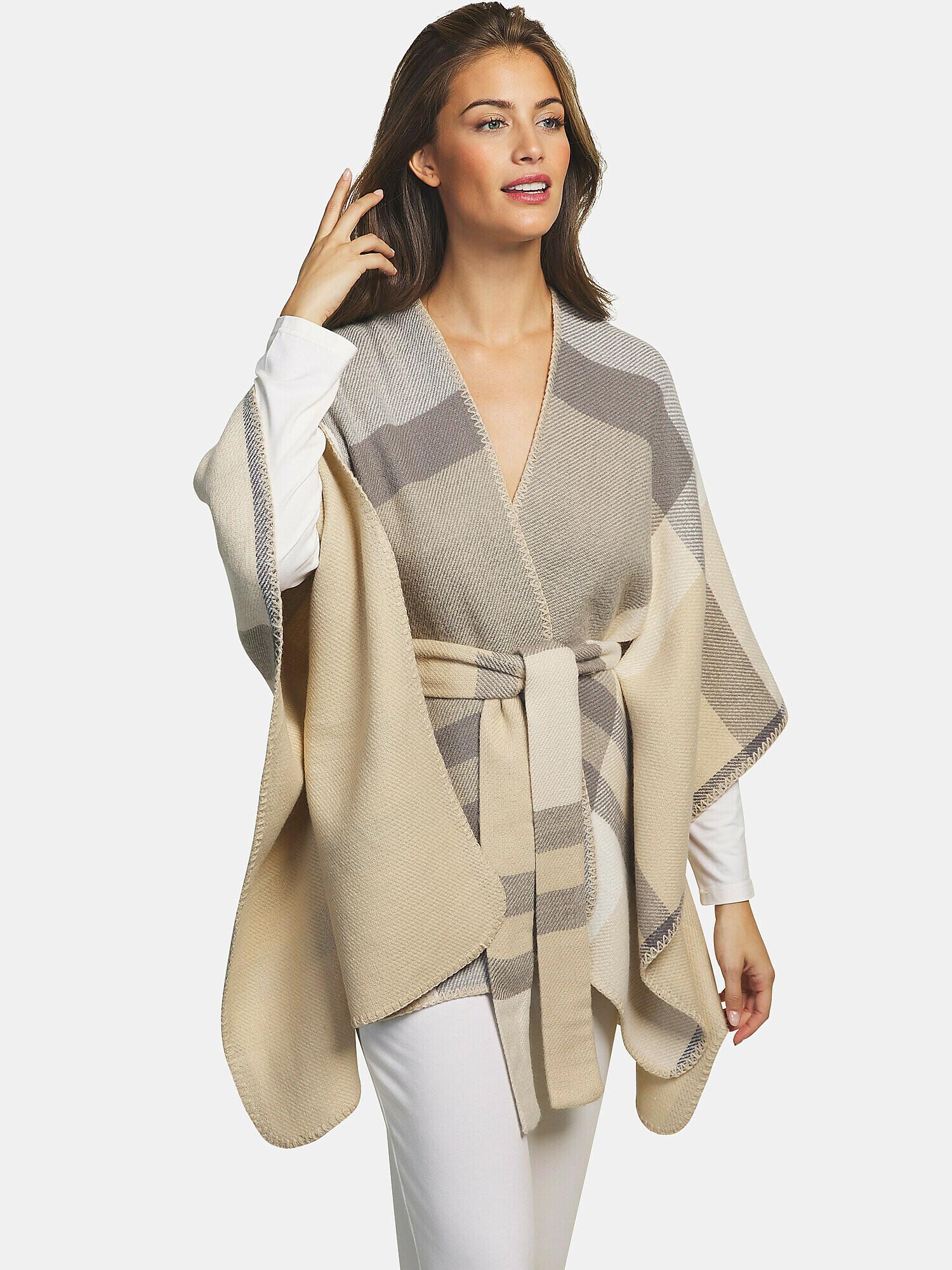 Poncho Mit Gürtel Complementos Romantica Damen Light Beige ONE SIZE von Selmark