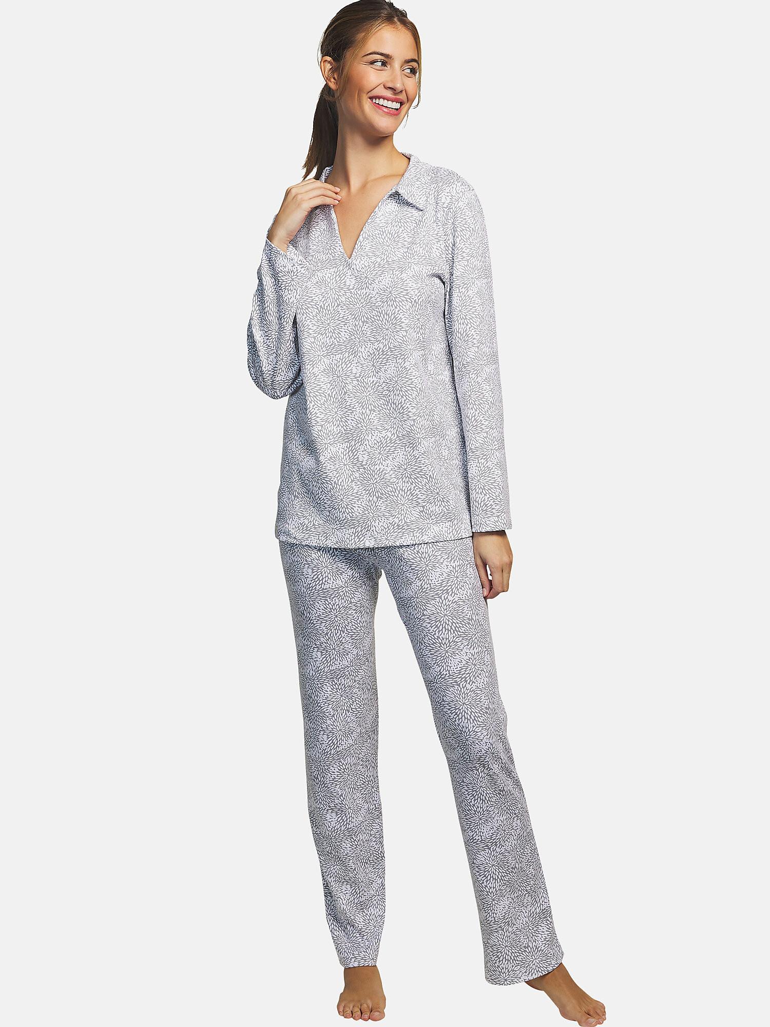 Pyjama Hose Tunika Langarm Petalos Unisex Grau L von Selmark