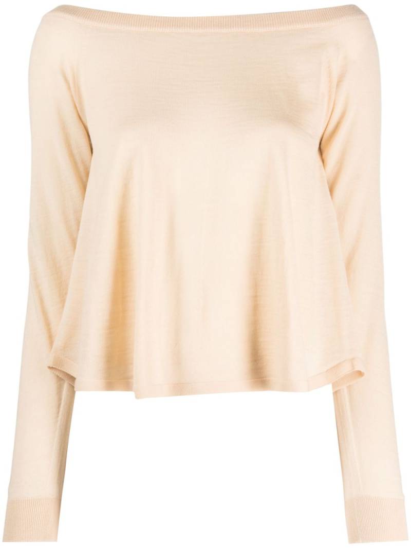 Semicouture Bardot-neckline virgin wool jumper - Neutrals von Semicouture