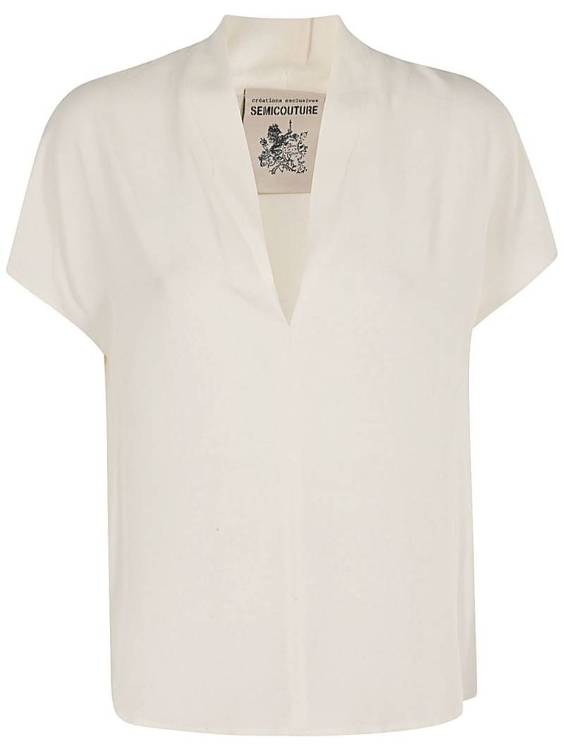 Semicouture V-neck T-shirt - Neutrals von Semicouture