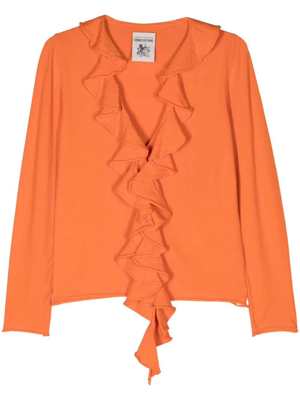 Semicouture V-neck ruffled cardigan - Orange von Semicouture