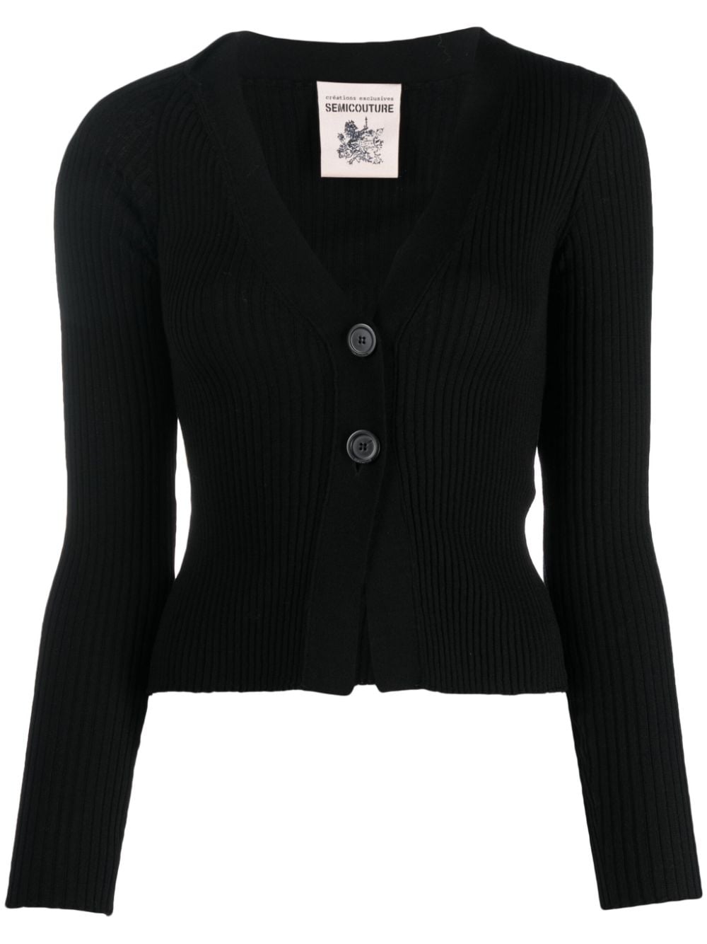 Semicouture V-neck virgin wool cardigan - Black von Semicouture