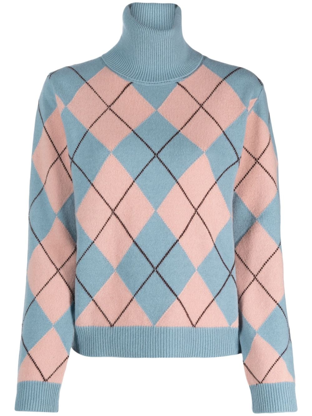 Semicouture argyle check-pattern roll-neck jumper - Blue von Semicouture