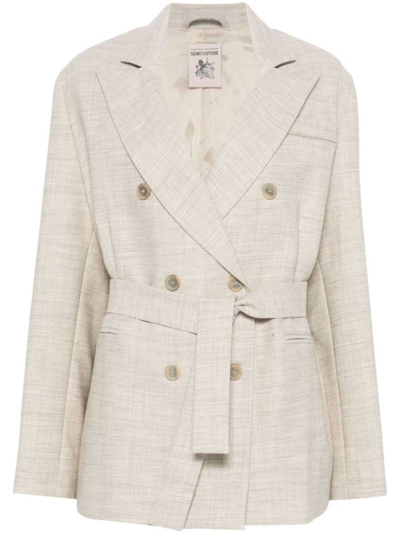 Semicouture belted blazer - Neutrals von Semicouture