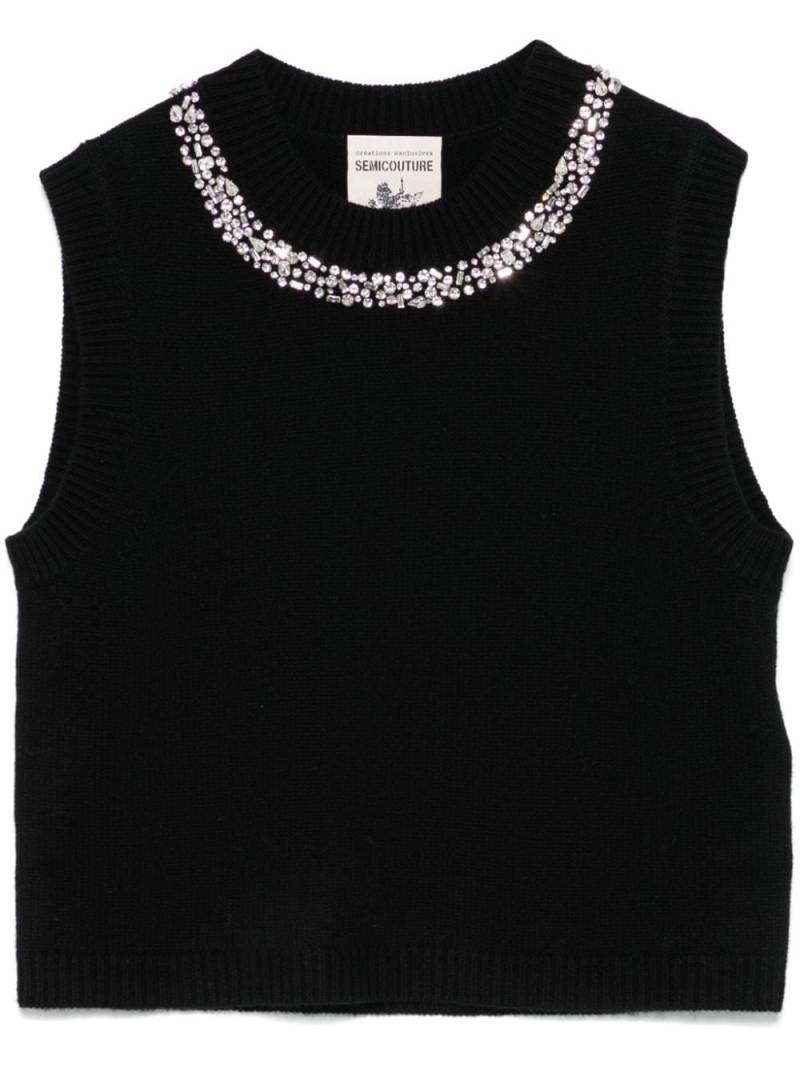 Semicouture crystal-embellished knitted top - Black von Semicouture