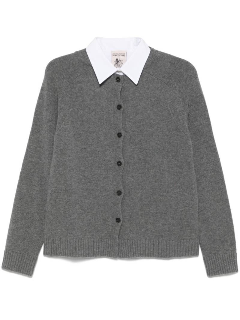 Semicouture detachable-collar cardigan - Grey von Semicouture