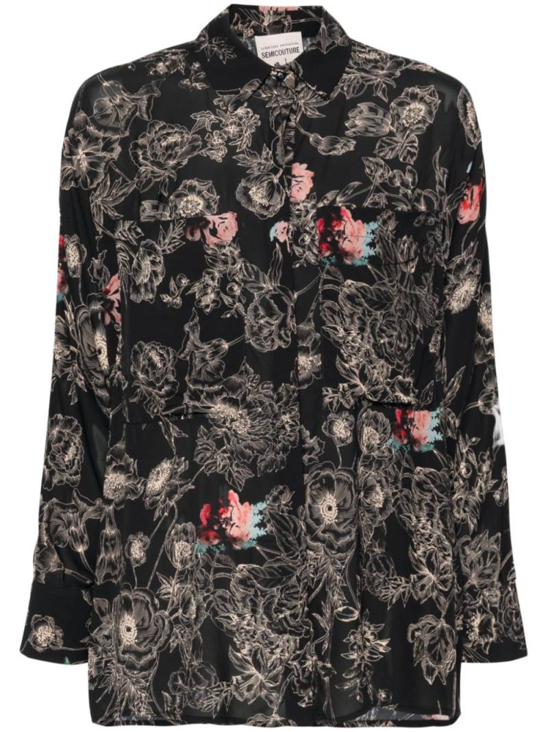 Semicouture floral-print shirt - Black von Semicouture