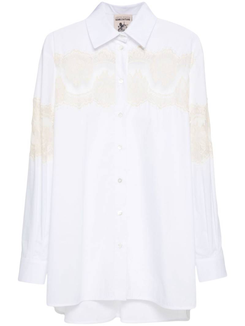 Semicouture lace-panel shirt - White von Semicouture