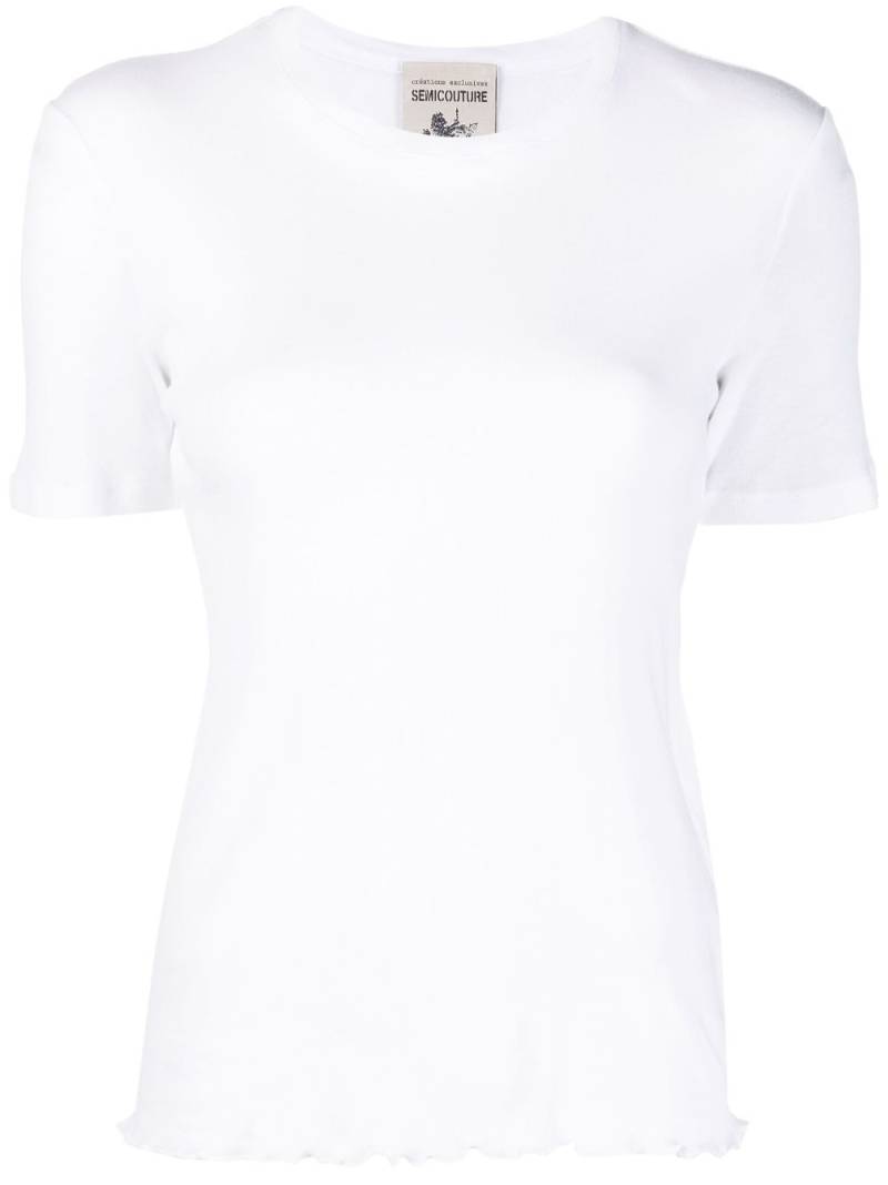 Semicouture lettuce-hem short-sleeve T-shirt - White von Semicouture