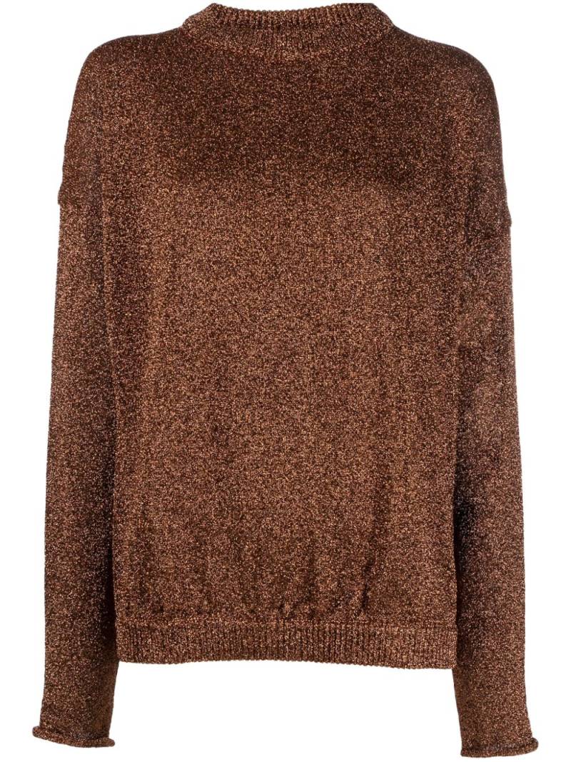 Semicouture lurex-detail crew-neck jumper - Brown von Semicouture