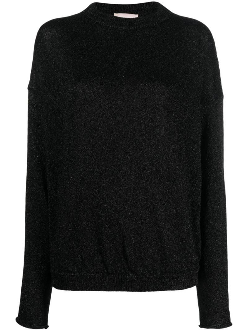 Semicouture metallic-threading crew-neck jumper - Black von Semicouture