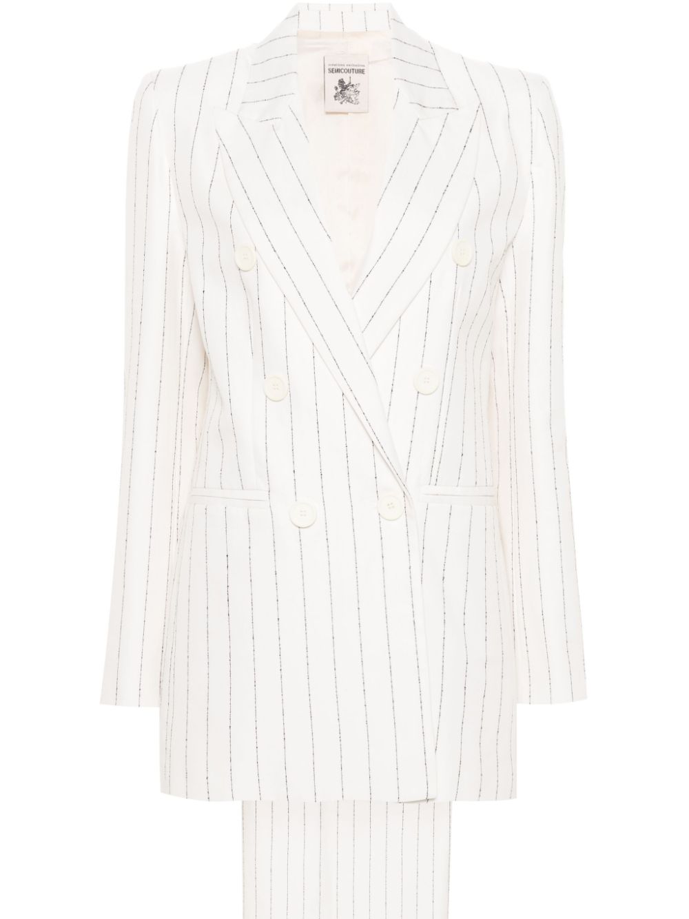 Semicouture pinstriped double-breasted suit - White von Semicouture