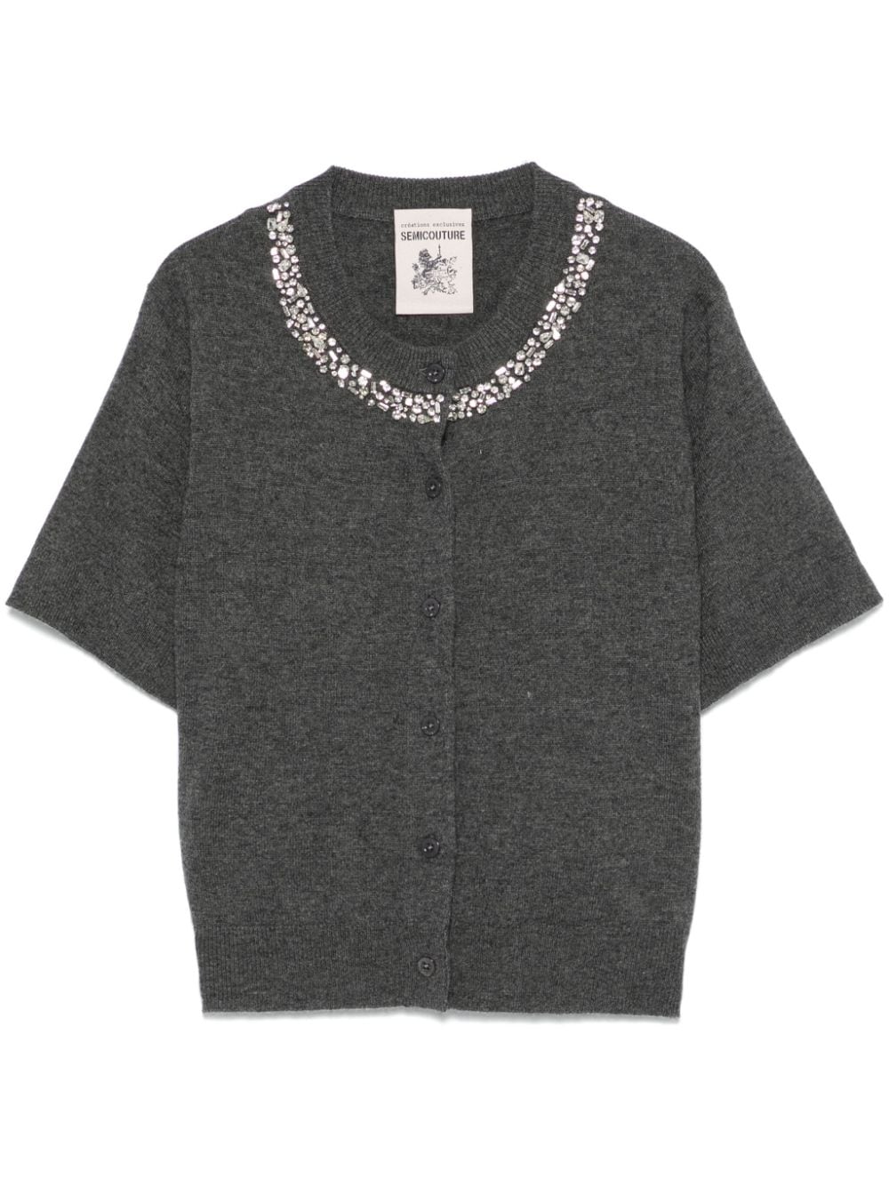 Semicouture rhinestone-embellished cardigan - Grey von Semicouture