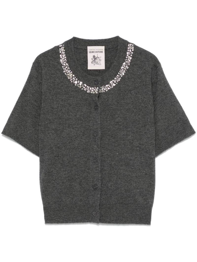 Semicouture rhinestone-embellished cardigan - Grey von Semicouture