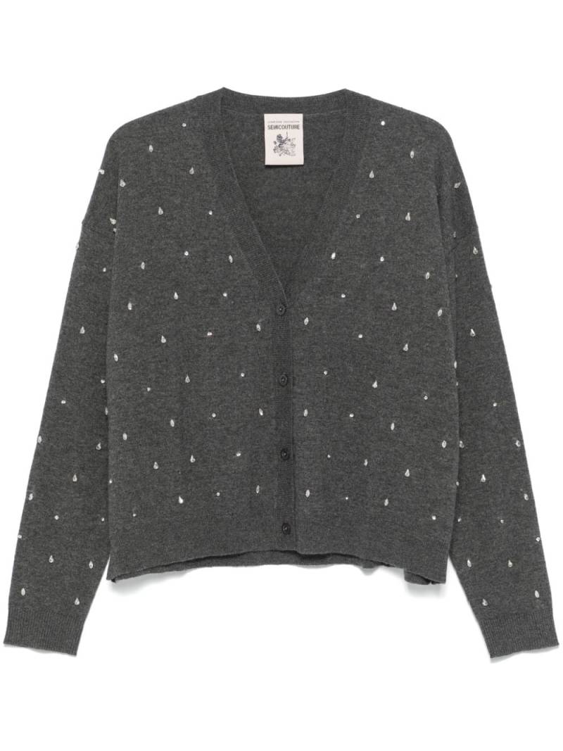 Semicouture rhinestone-embellished cardigan - Grey von Semicouture