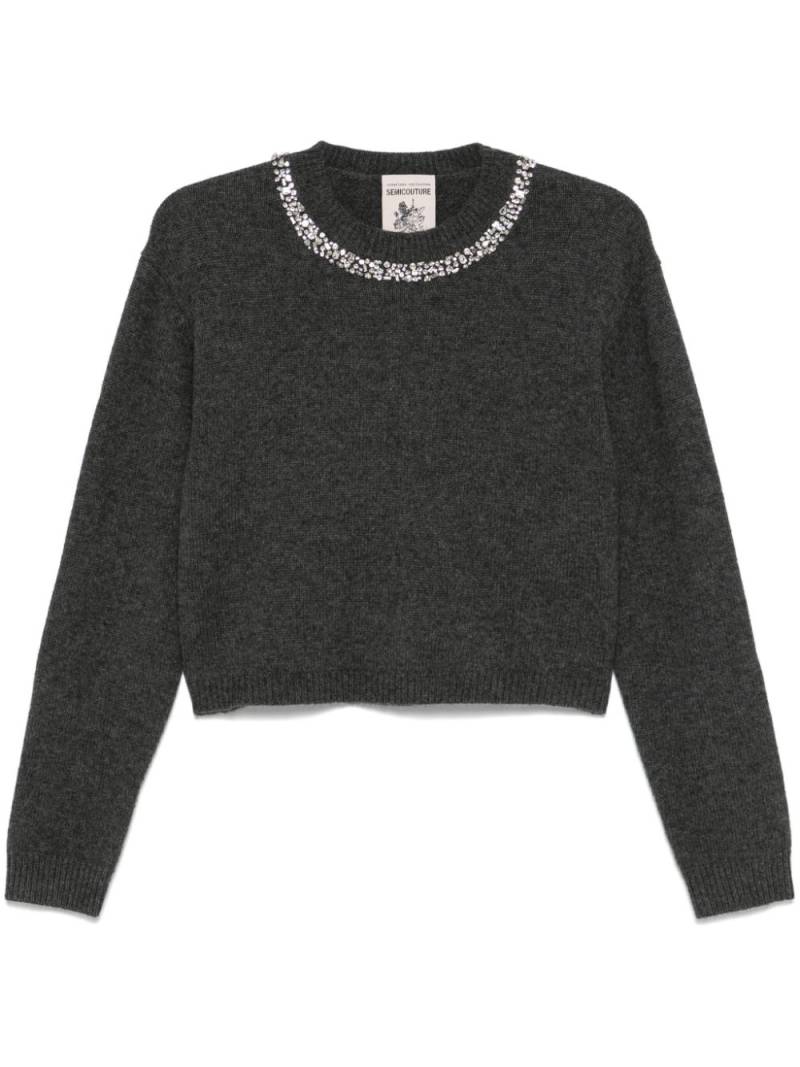 Semicouture rhinestone-embellished sweater - Grey von Semicouture