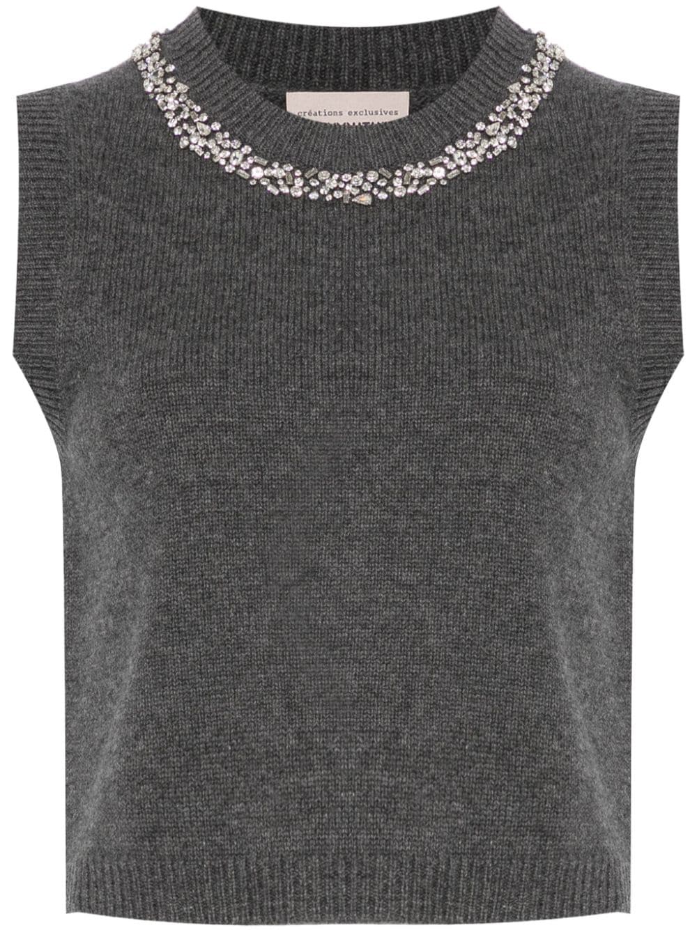 Semicouture rhinestone-embellished top - Grey von Semicouture