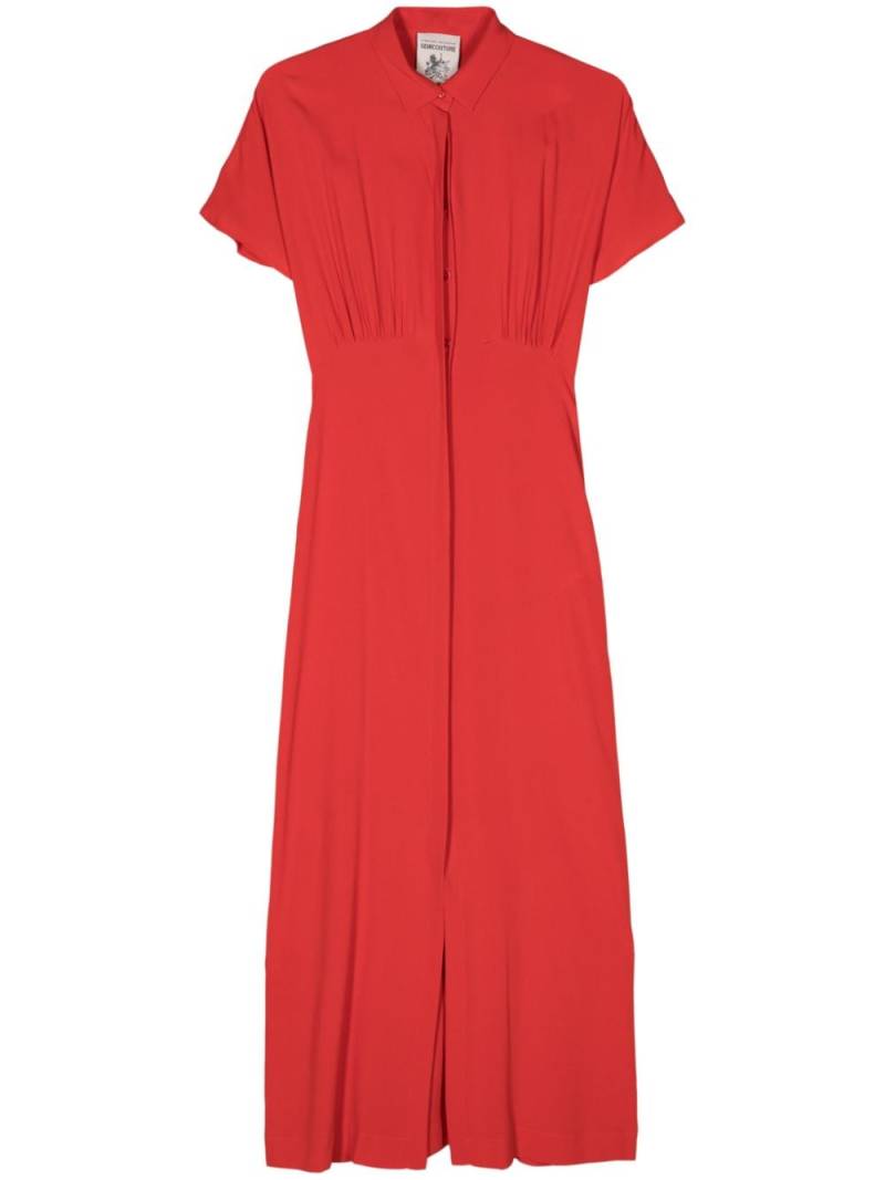 Semicouture ruched-detail crepe shirtdress - Red von Semicouture