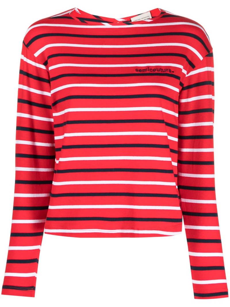 Semicouture stripe-print cotton T-shirt - Red von Semicouture