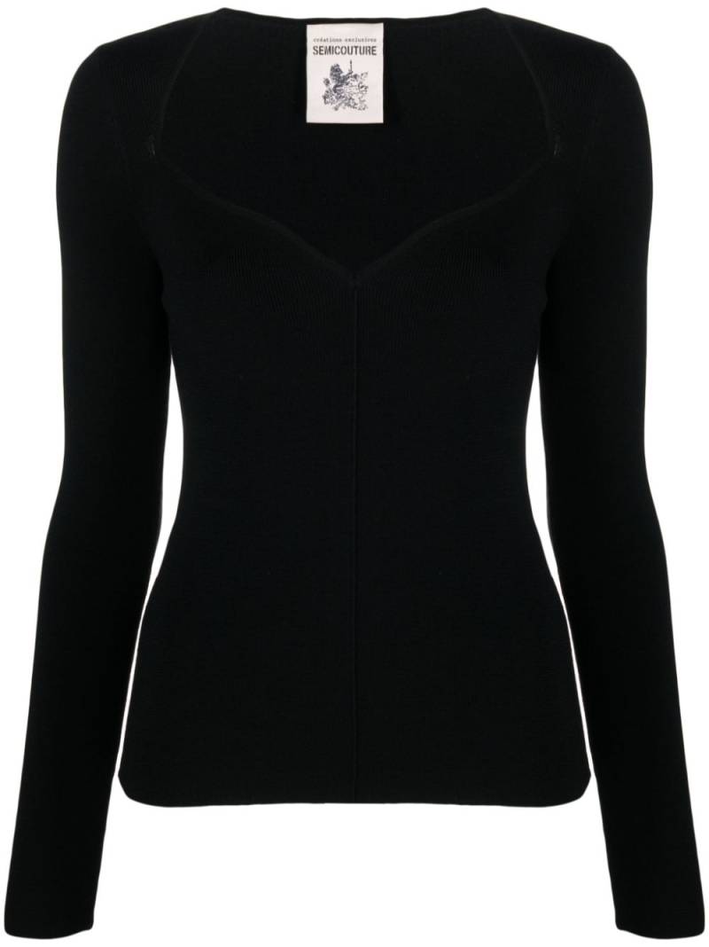 Semicouture sweetheart-neck knitted top - Black von Semicouture