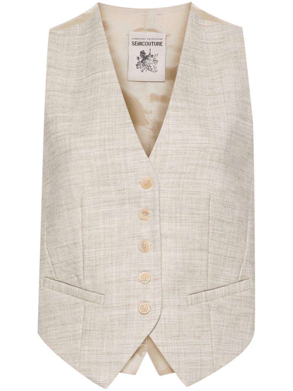 Semicouture virgin wool waistcoat - Neutrals von Semicouture