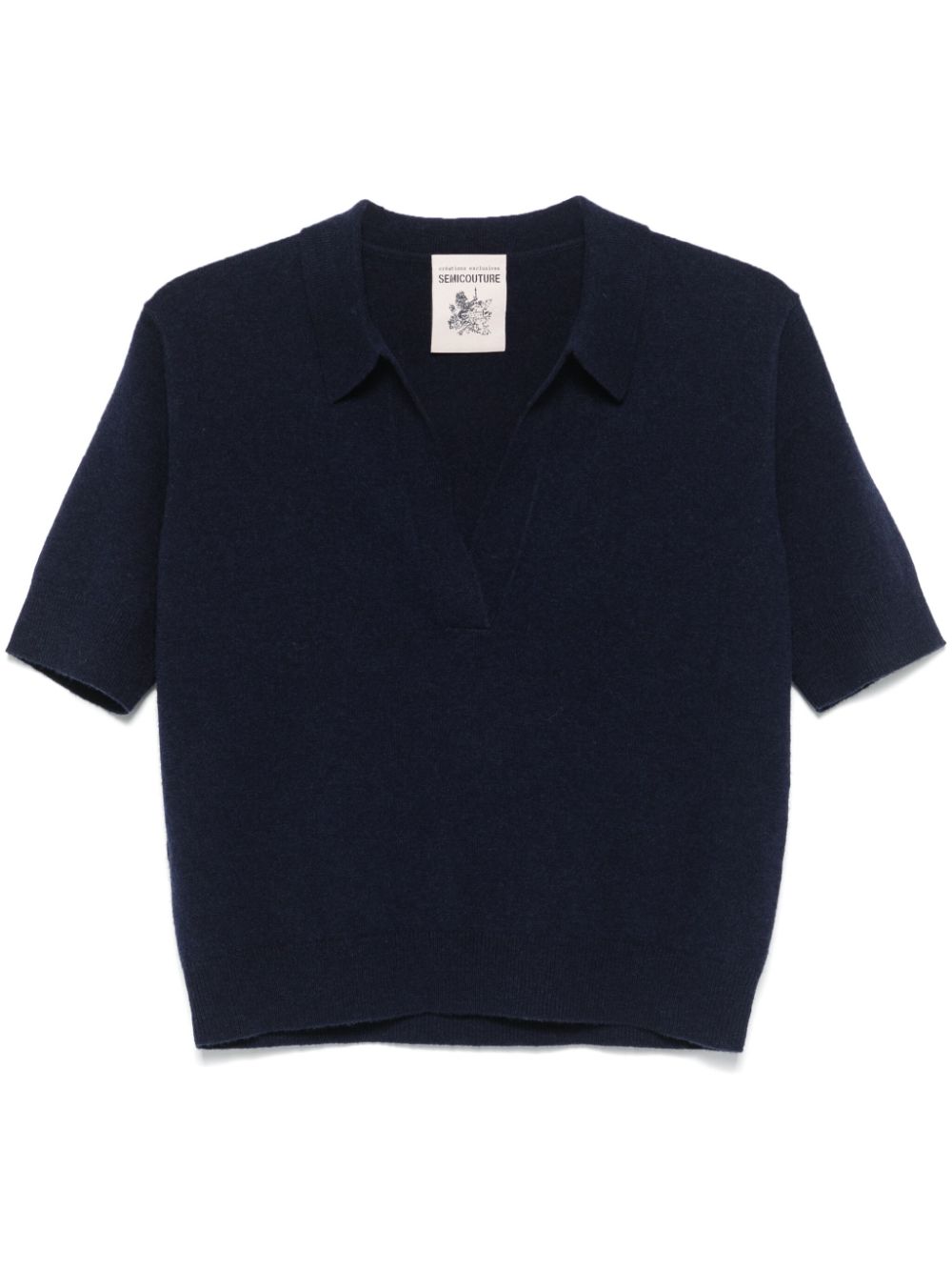 Semicouture wool polo top - Blue von Semicouture