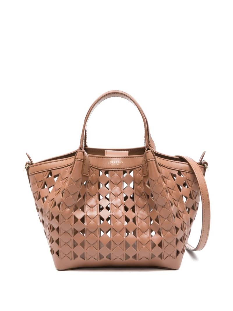 Serapian mini Secret Mosaico leather tote bag - Brown von Serapian