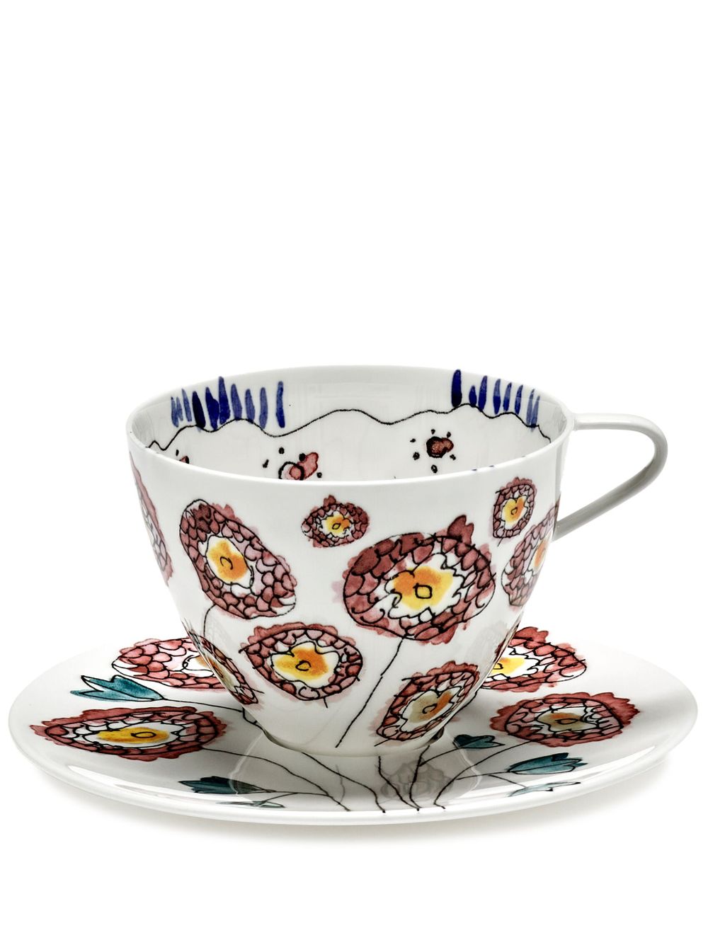 Serax x Marni Midnight Flowers cappuccino cup and saucer (set of 2) - White von Serax