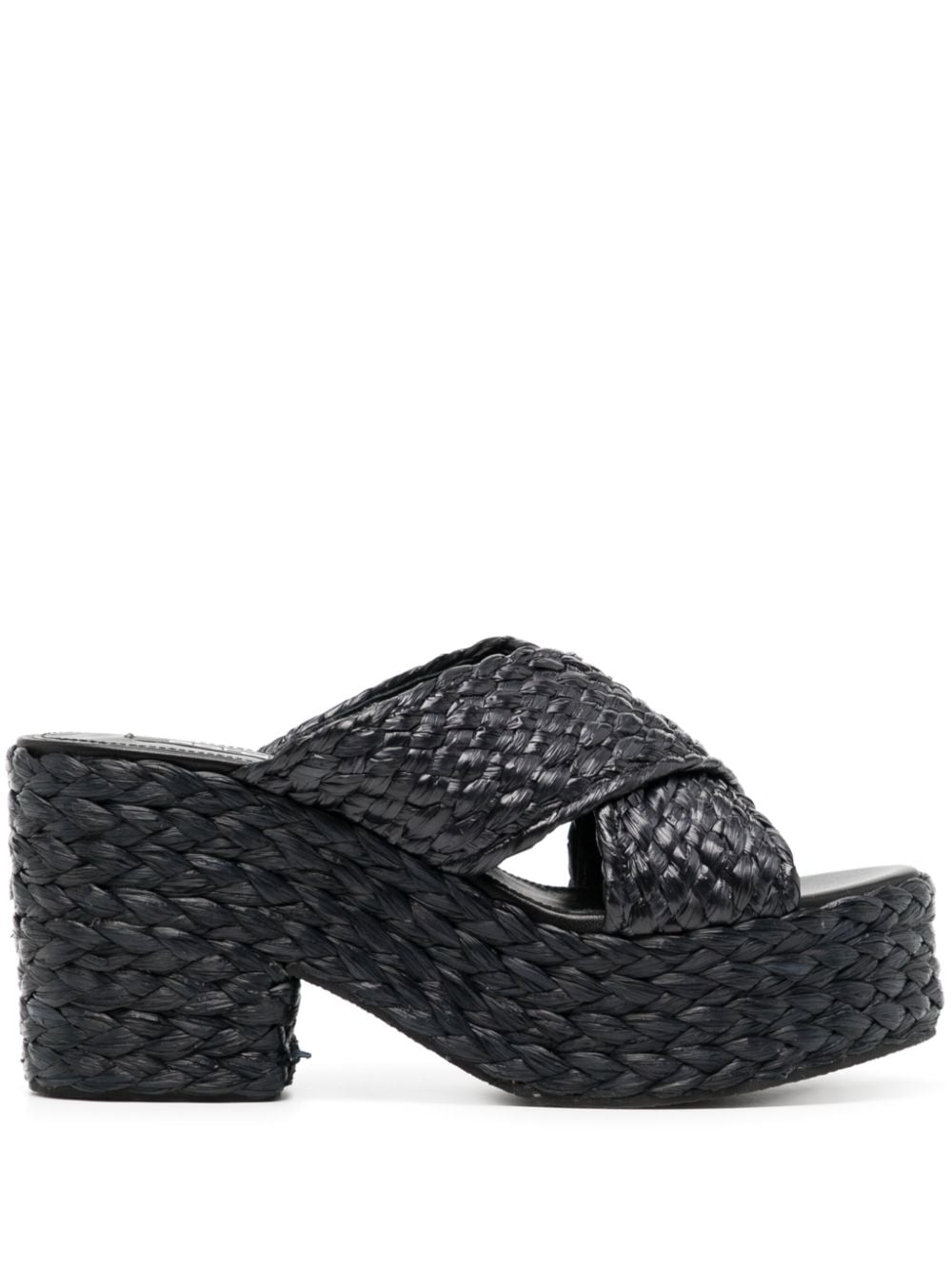 Sergio Rossi 85mm raffia platform mules - Black von Sergio Rossi