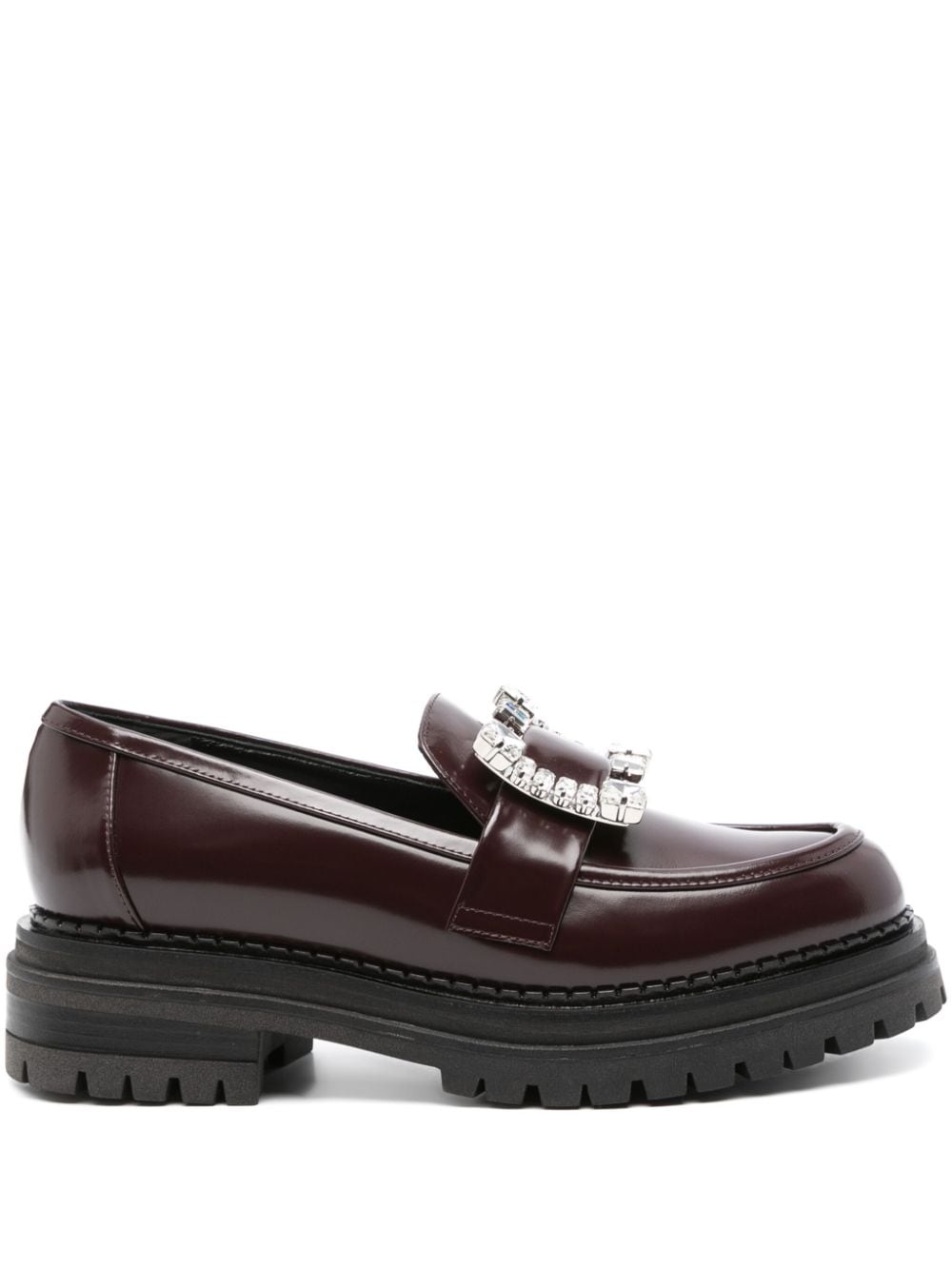 Sergio Rossi Prince crystal-buckle loafers - Red von Sergio Rossi