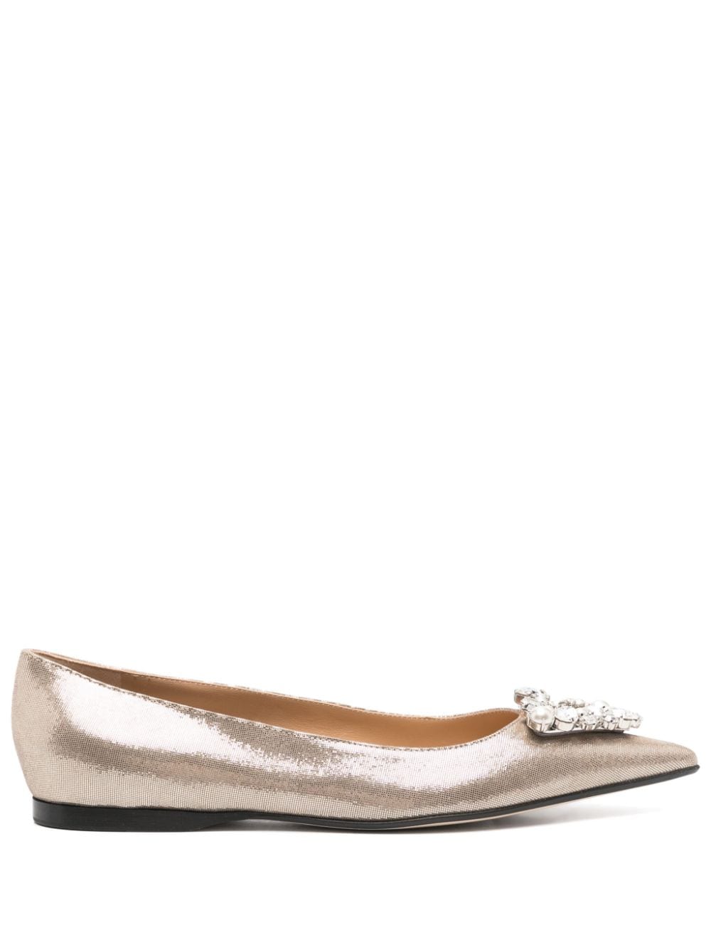 Sergio Rossi crystal-embellished ballerina shoes - Gold von Sergio Rossi