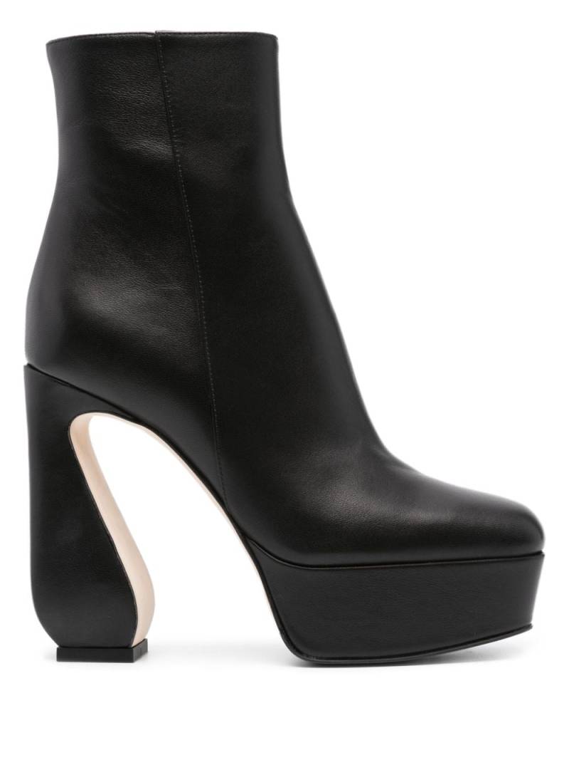 Sergio Rossi square-toe 140mm leather boots - Black von Sergio Rossi