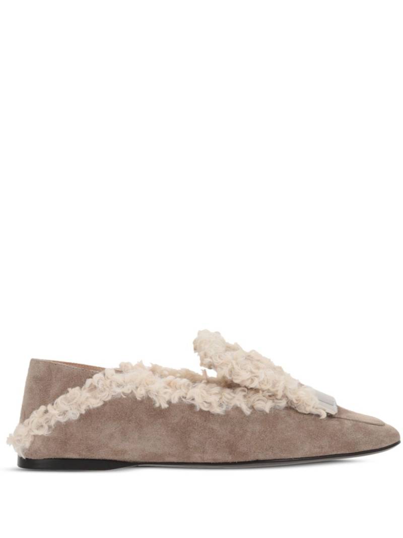 Sergio Rossi square-toe faux-fur slippers - Neutrals von Sergio Rossi