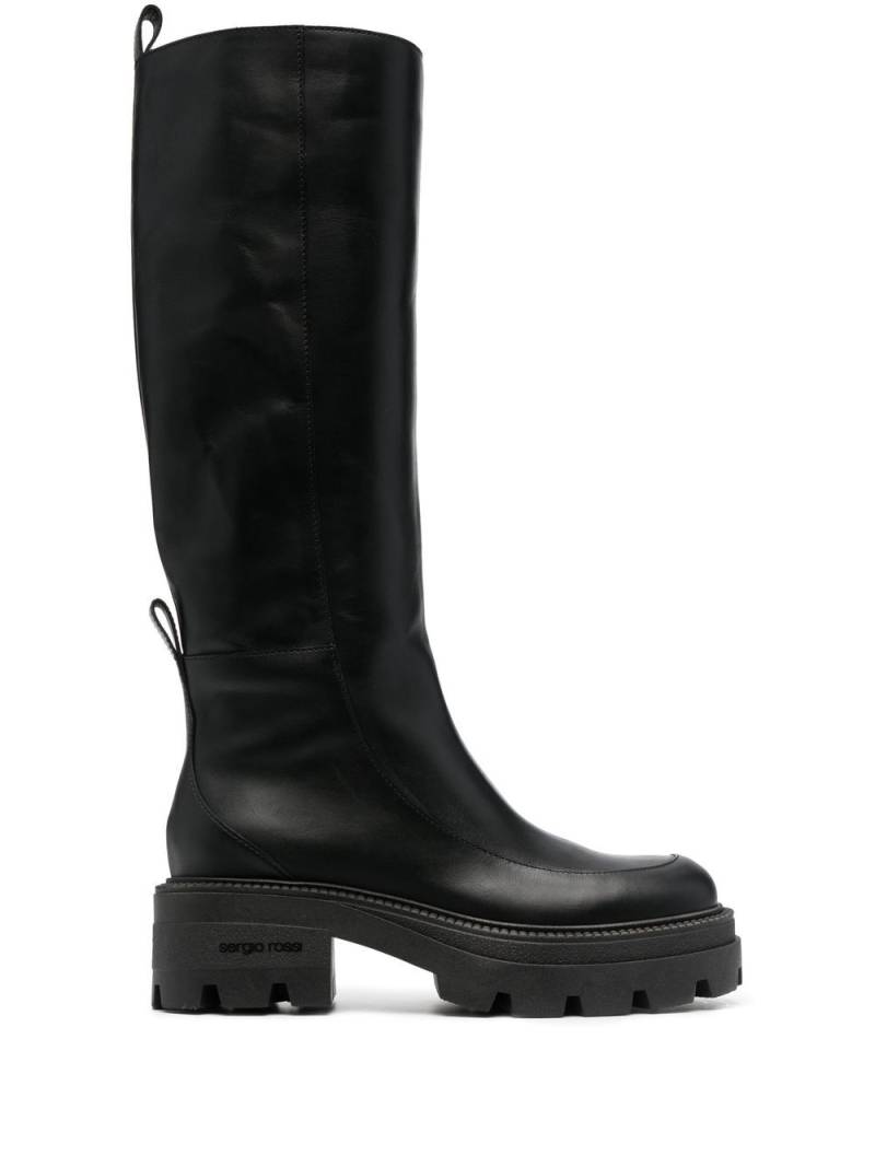 Sergio Rossi square-toe leather boots - Black von Sergio Rossi