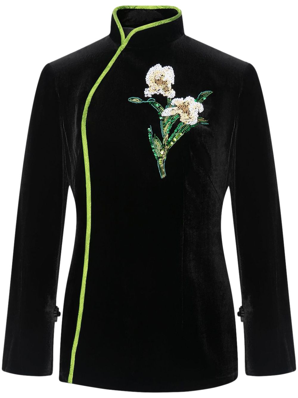 Shanghai Tang Ginger Flower top - Black von Shanghai Tang