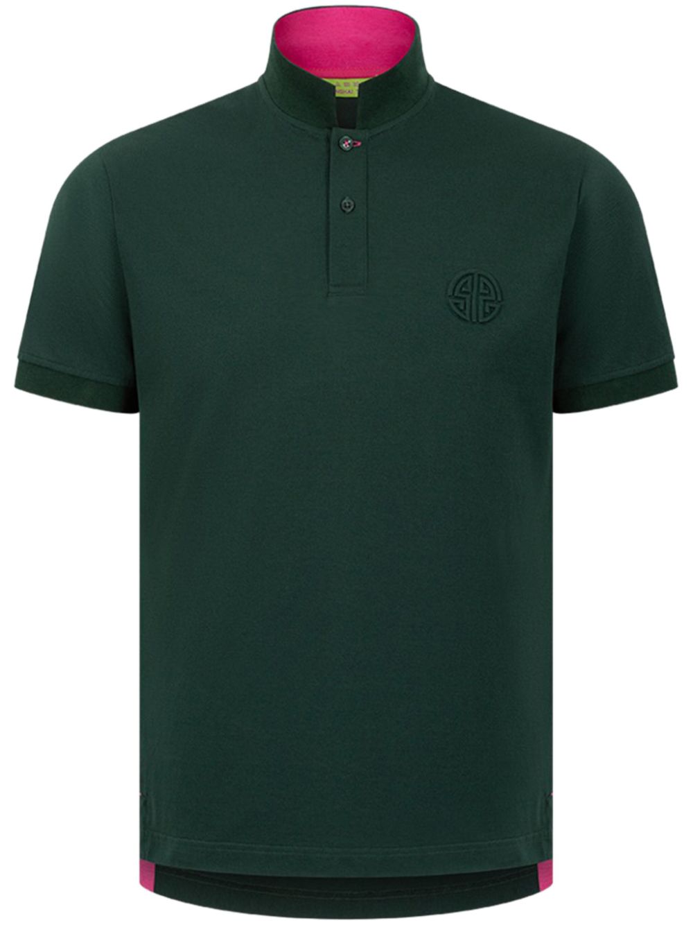 Shanghai Tang Shou-embossed contrast-collar polo shirt - Green von Shanghai Tang