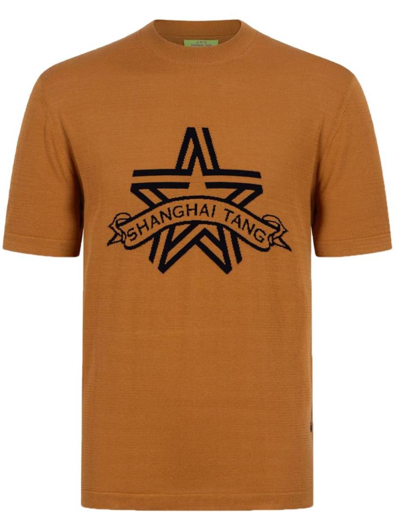 Shanghai Tang Star cotton knitted T-shirt - Brown von Shanghai Tang