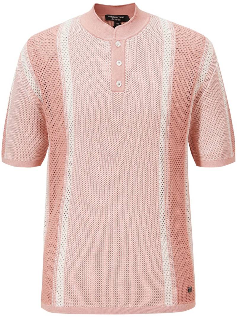 Shanghai Tang Tang open-knit cotton polo shirt - Pink von Shanghai Tang