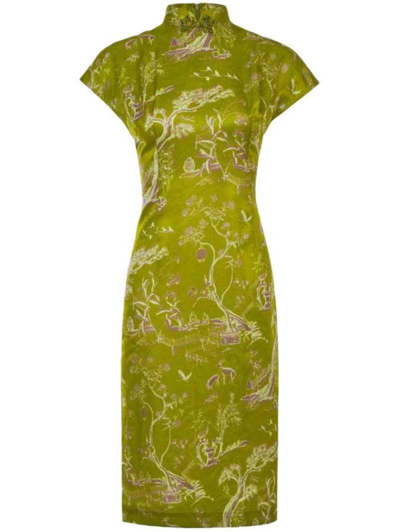 Shanghai Tang Winding Stream Party silk qipao dress - Green von Shanghai Tang