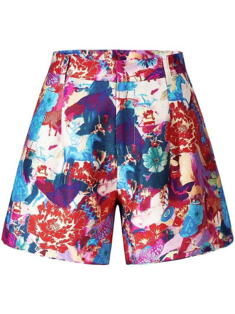 Shanghai Tang abstract-pattern silk shorts - Red von Shanghai Tang