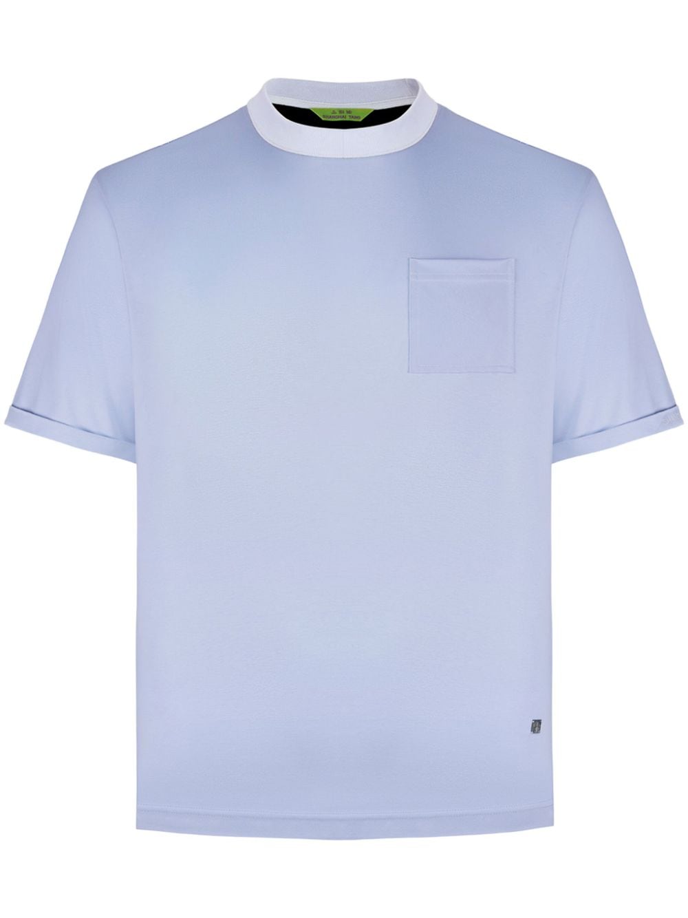 Shanghai Tang contrasting-collar patch-pocket T-shirt - Blue von Shanghai Tang