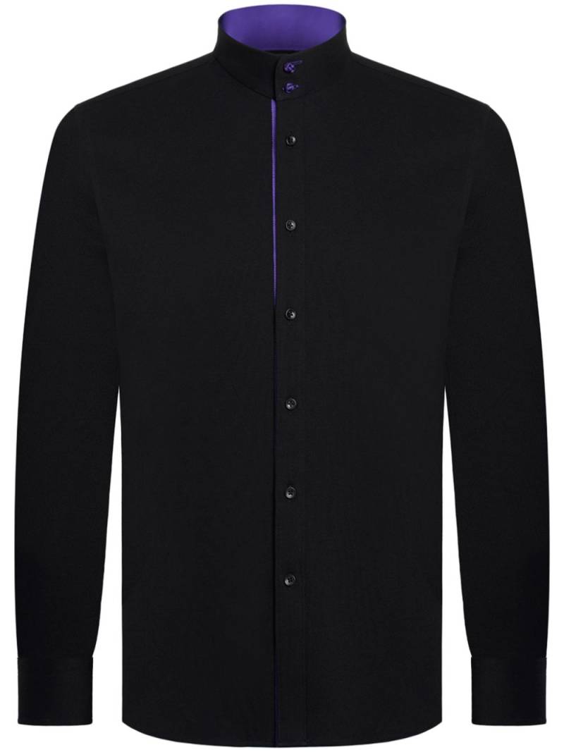 Shanghai Tang cotton band-collar shirt - Black von Shanghai Tang