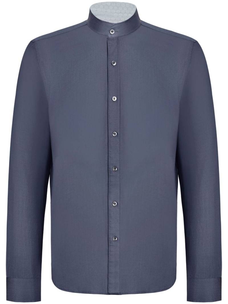 Shanghai Tang deconstructed band-collar denim shirt - Blue von Shanghai Tang