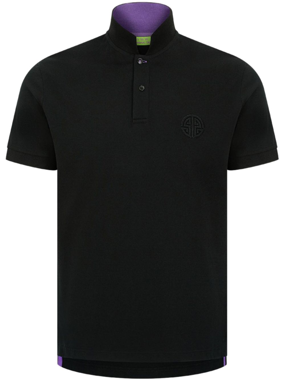 Shanghai Tang embossed-Shou contrast-collar polo shirt - Black von Shanghai Tang