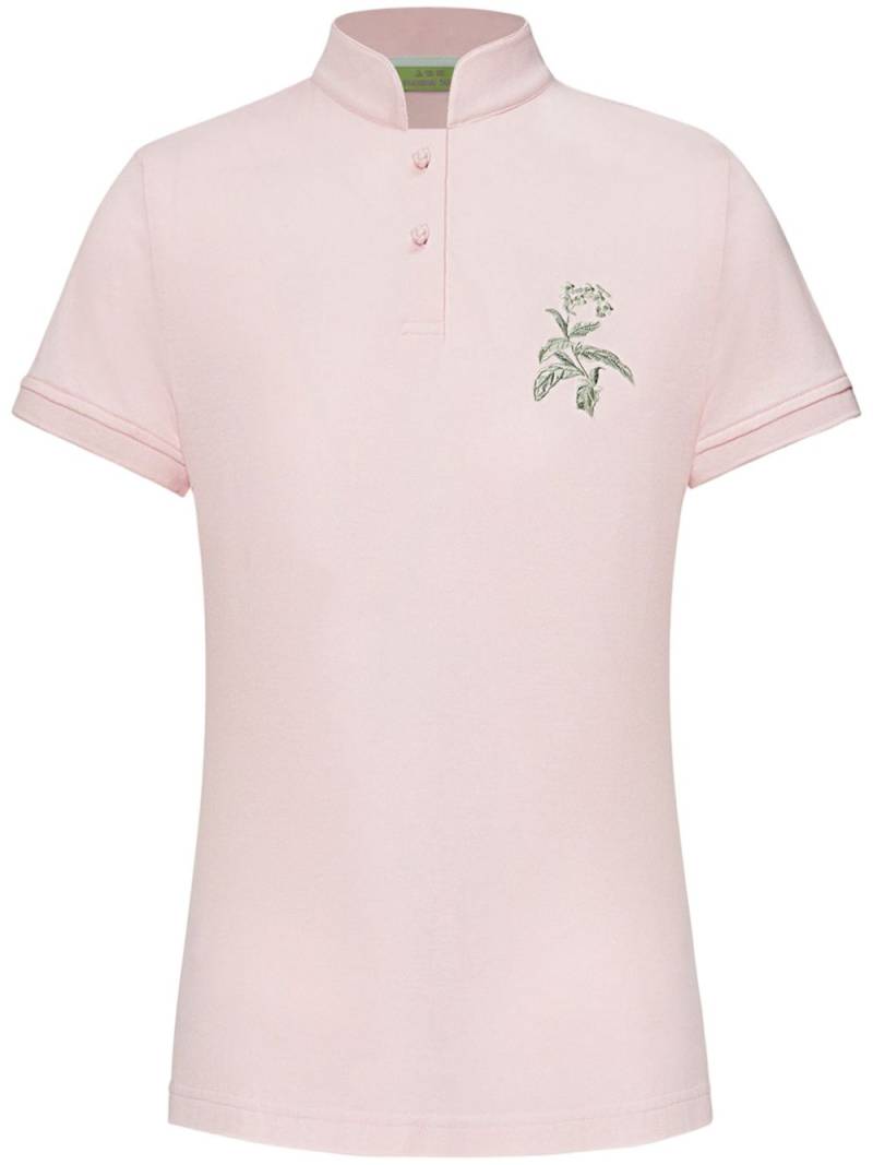 Shanghai Tang floral-embroidery cotton polo shirt - Pink von Shanghai Tang