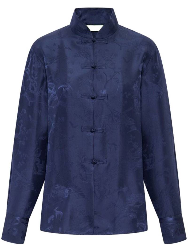 Shanghai Tang floral-jacquard silk blouse - Blue von Shanghai Tang