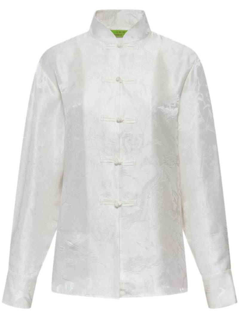 Shanghai Tang floral-jacquard silk blouse - White von Shanghai Tang