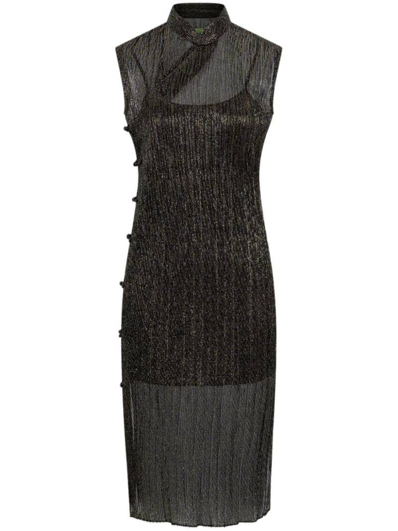 Shanghai Tang metallic-effect sleeveless midi dress - Black von Shanghai Tang