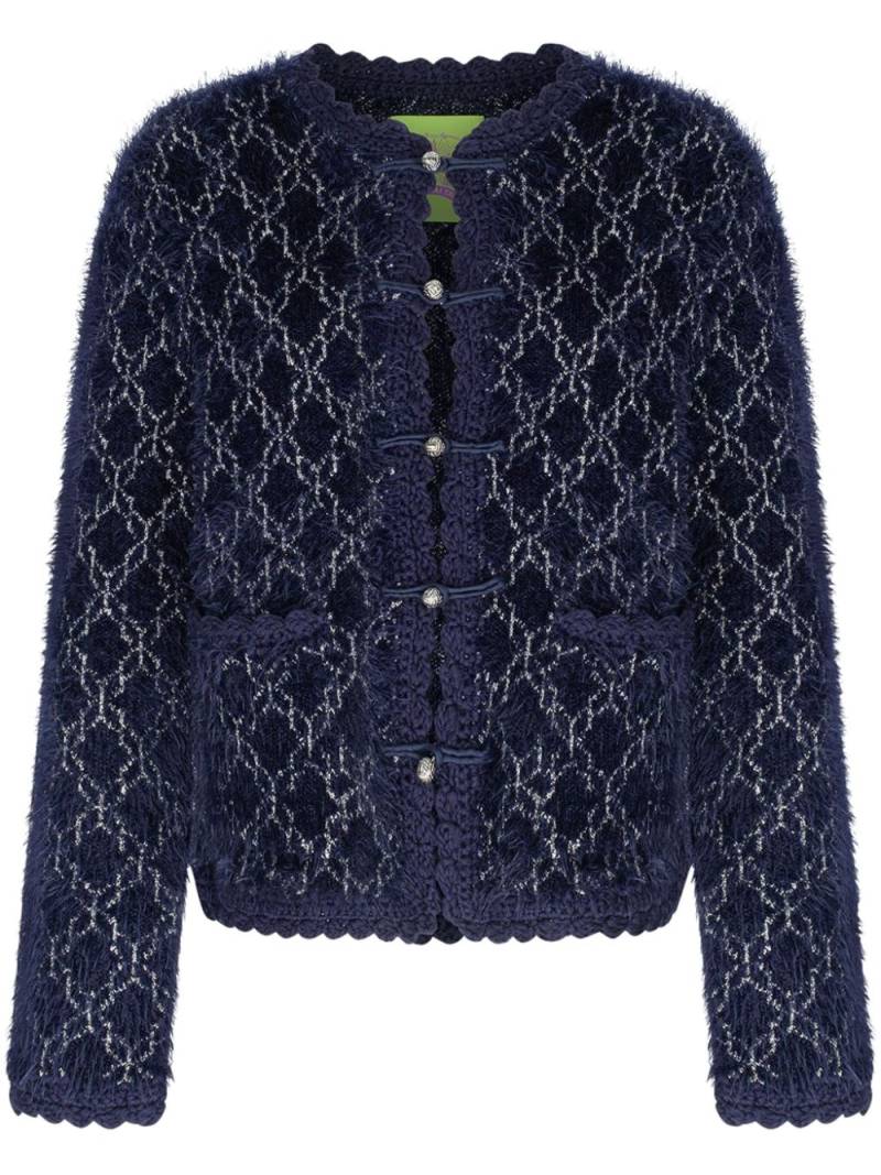 Shanghai Tang metallic-effect tweed cardigan - Blue von Shanghai Tang