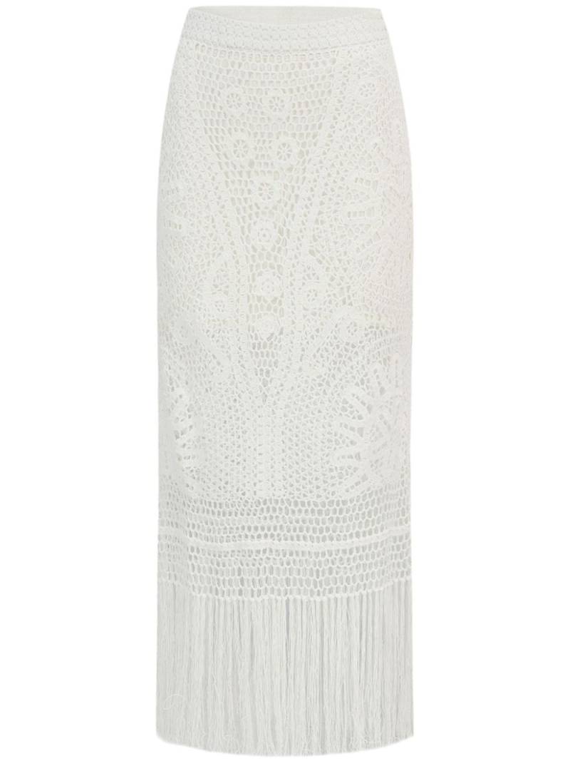 Shanghai Tang open-knit straight skirt - White von Shanghai Tang